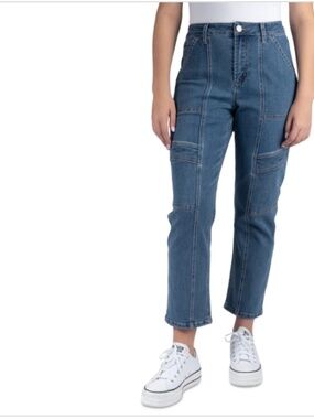 Indigo Rein Juniors' High-Rise Seamed Straight-Leg Jeans - Med Blue Size 7 NWT